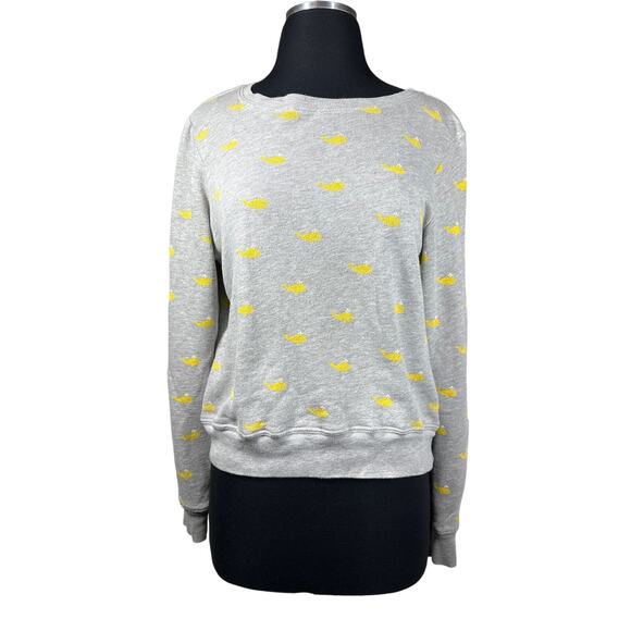 Wildfox Couture Small Gray Yellow Sweatshirt Nautical Whale Print Crew Neck Sz S - Picture 2 of 13